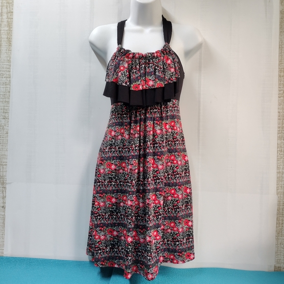 American One Halter Stretch Floral Dress Size S - Picture 1 of 11